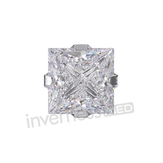 Inverness Med 112 Square Cubic Zirconia Classic setting - 3mm Stainless Steel