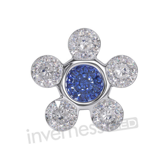 Inverness Med 119 Flower Crystal/Sapphire - 5mm Stainless steel