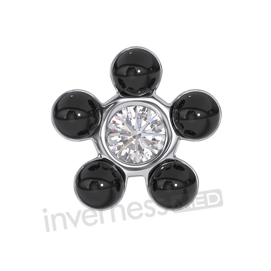 Inverness Med 136С Fiore Perle Nere/Cristallo - 5 mm Niobio