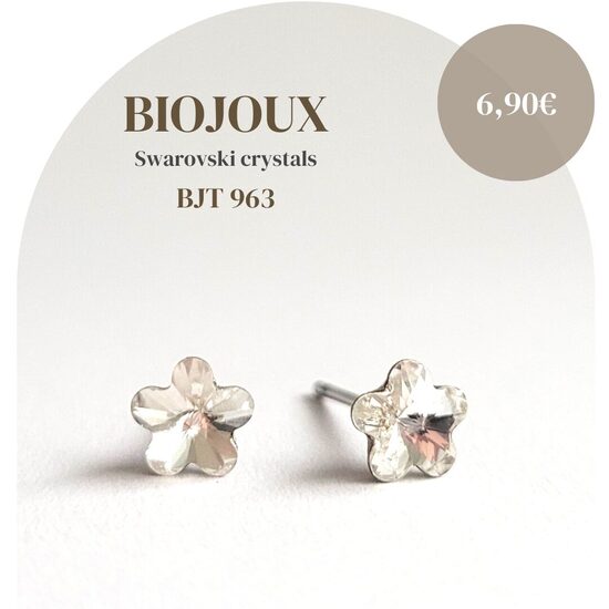 BJT 963 auskari ziedu forma ar Swarovski kristāliem