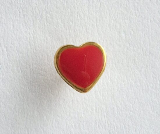 sts Red Heart Enamel  - 5mm -24Kt Gold Plated