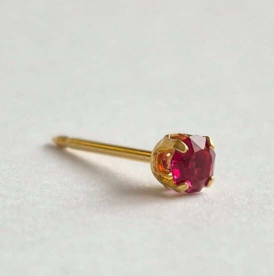 sts July  Ruby Crystal  - 3mm -24Kt Gold Plated