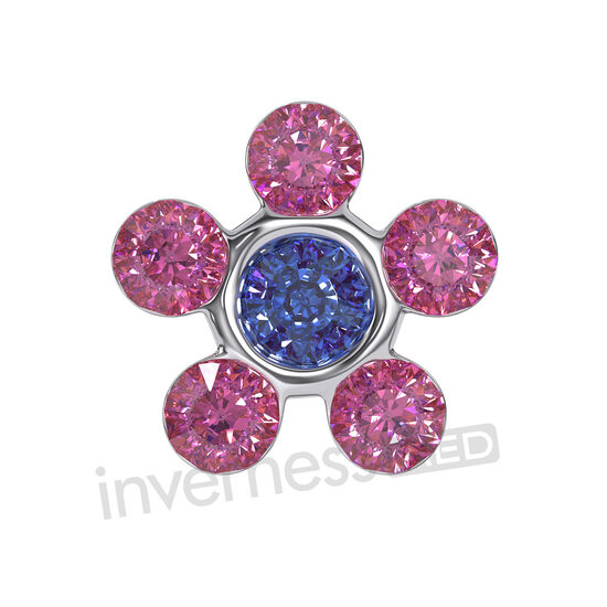 Inverness Med 804 Flower Rose/Sapphire - 5mm Stainless Steel