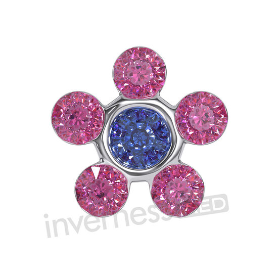 Inverness Med 804ST Flower Rose/Sapphire - 5mm Titanium