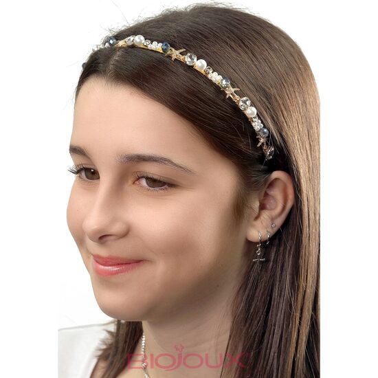 Hair loop adult starfish/pearls 0,7 cm BJH 025