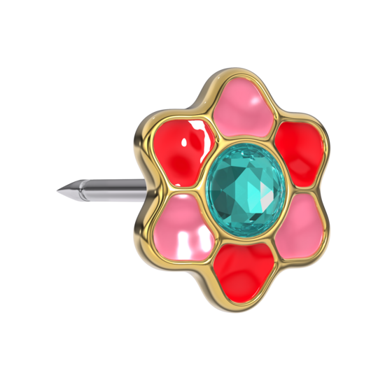 Inverness Med IN1230C Sts yp pol spring flower aquam 2.5mm crys with rd diam. 6mm