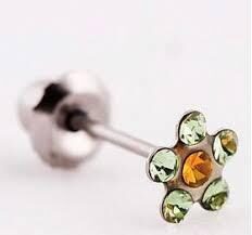Inverness Med 802 Flower Peridot/ Topaz - 5mm Stainless Steel